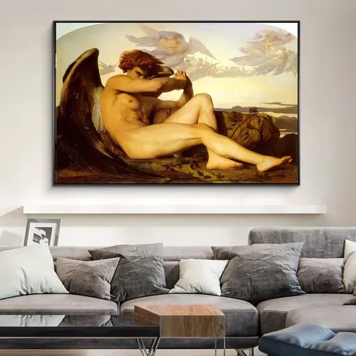 Ange déchu par Alexandre Cabanel imprime sur toile peinture murale Art célèbre Picrure pour salon artistique décor à la maison affiche