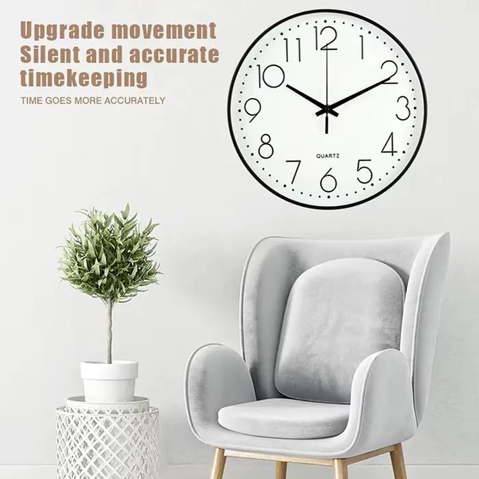 12 pouces horloge murale Design moderne nordique bois salon mécanique d'horloge silencieuse chambre cuisine bureau brève