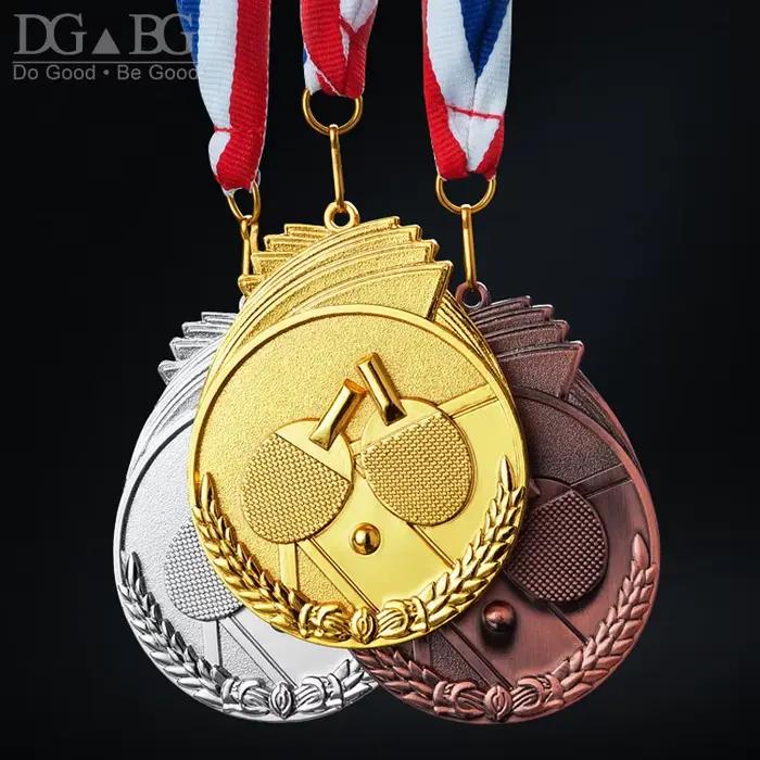 Médaille de Ping-Pong or argent Bronze 1er 2ème 3ème prix de Tennis de Table ruban Antique lumineux Souvenir cadeau école Sport