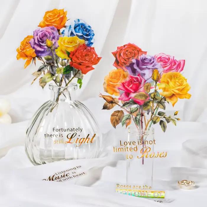 1 paquet/30 autocollants de fleurs de rose grand format 15-20 cm