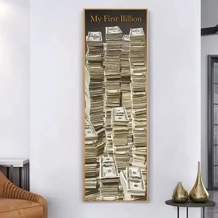 1PC Tableau sur toile sans cadre « Mon Premier Milliard » style nordique, décoration murale, affiche imprimée Dollar, image pour salon et chambre