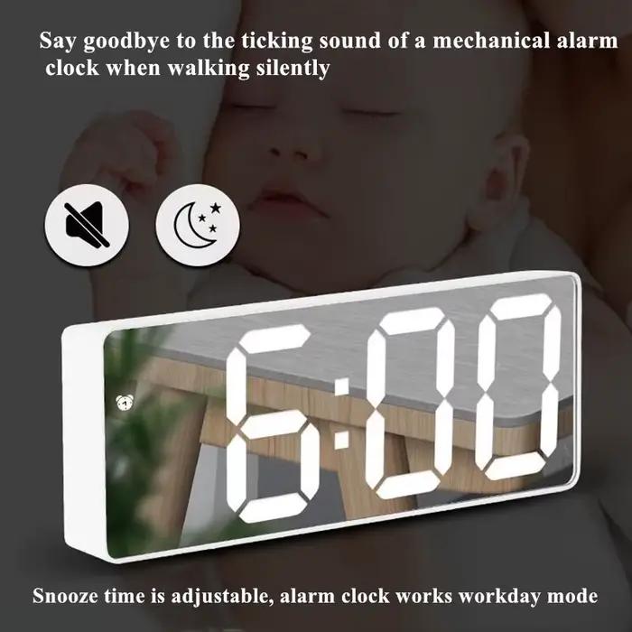 Réveil numérique en acrylique/miroir, commande vocale (alimenté par batterie), horloge de Table, Snooze, Mode nuit, horloges électroniques LED 12/24H