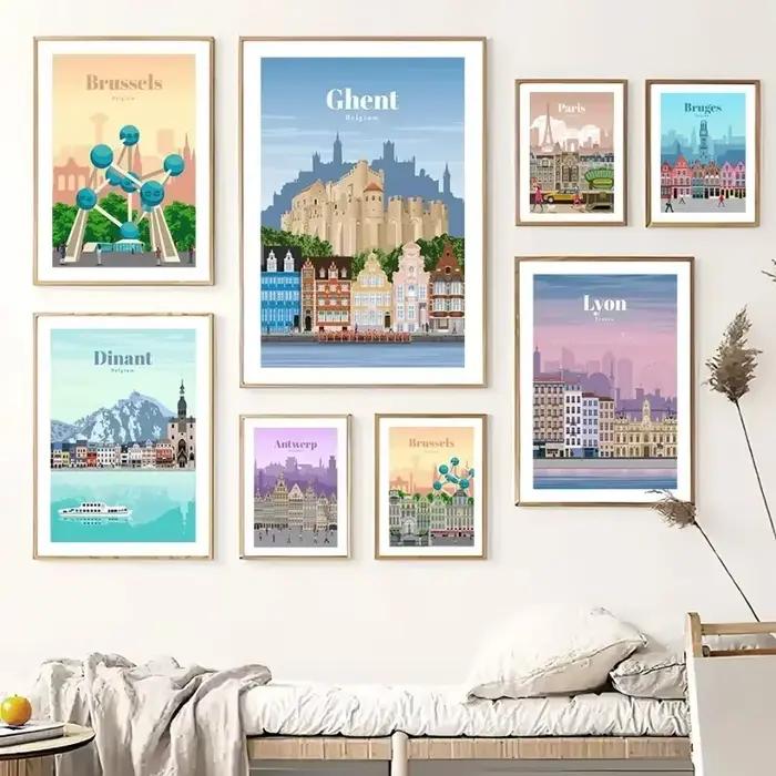 Toile murale de ville de belgique française