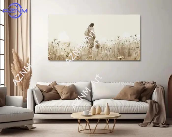 1PC esus et Lost Lamb Flower Field Poster