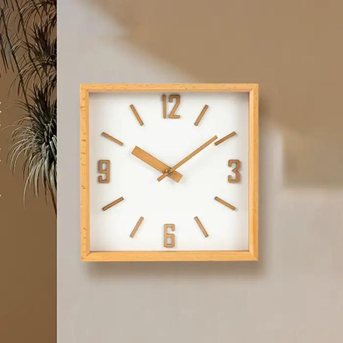 Horloges murales en bois nordique moderne Simple horloge ménage salon