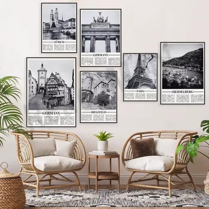 Affiche de voyage en noir et blanc