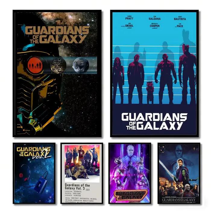 Affiche sur toile avec peinture et calligraphie des Gardiens de la Galaxie