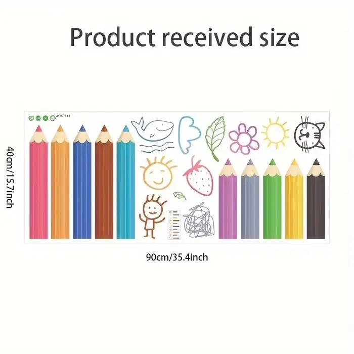 Autocollants muraux amusants en forme de crayons avec des motifs dessinés à la main
