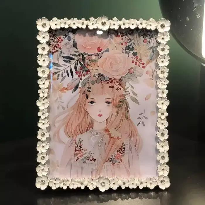 Cadre photo en métal haut de gamme, style japonais, fleur fraîche