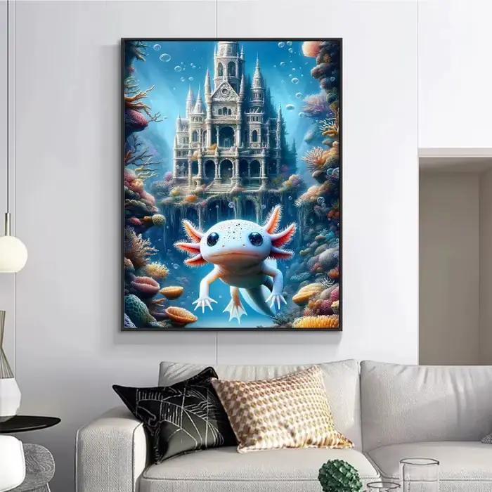 Affiche sous-marine de salamandre Axolotl colorée moderne