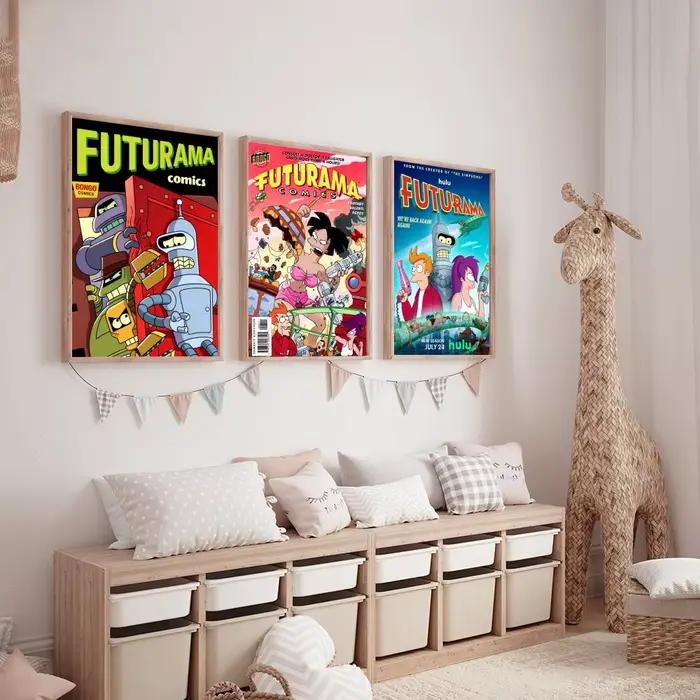 Dessin animé Futuramas peinture calligraphie HD toile affiche salon chambre bar décoration esthétique