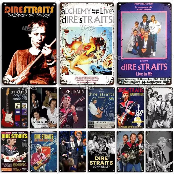 MISES Rock Band affiche en métal DIRE STRAITS bande Plaque décorative signe en métal rouillé Plaque métallique maison Club cuisine métal étain signe