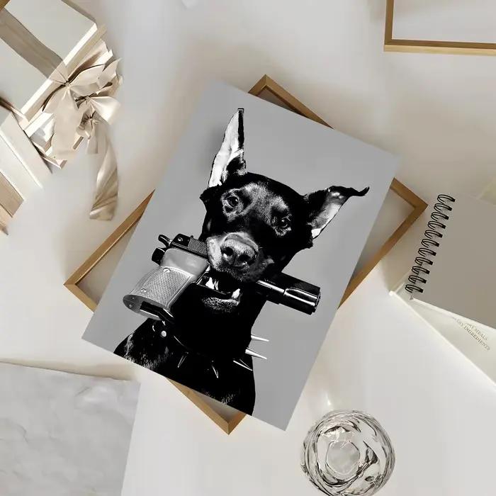 Affiche de chien Doberman noir à la mode moderne