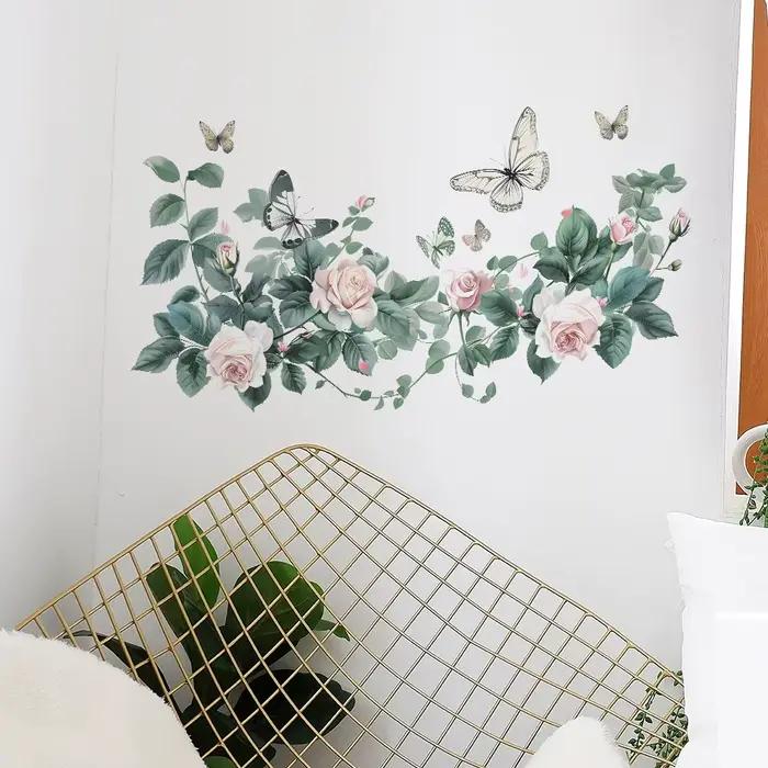 Autocollant mural de plantes vertes et de fleurs