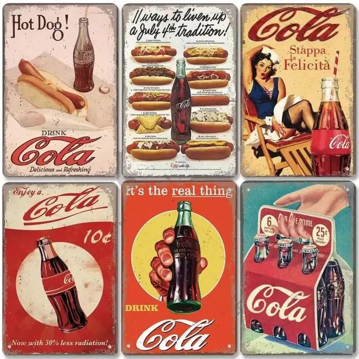 Affiches métalliques vintage de boissons gazeuses Cola