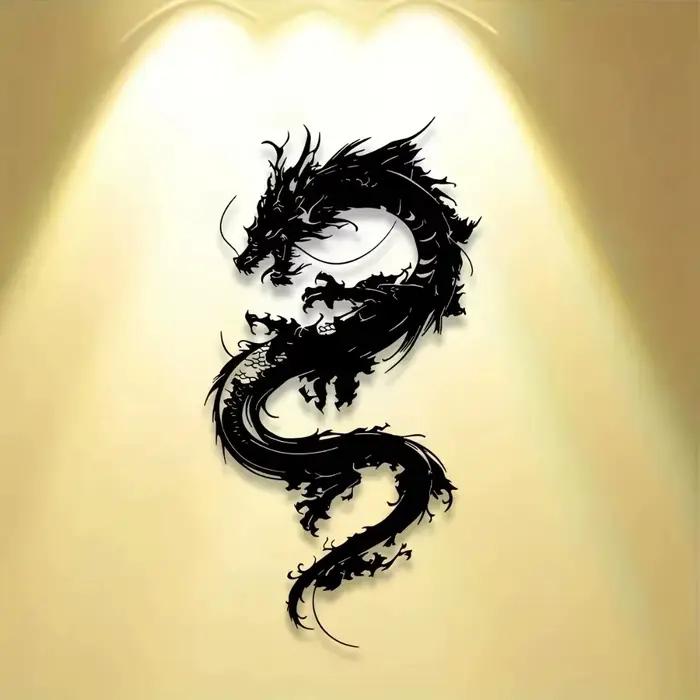 Art mural en métal Dragon Oriental