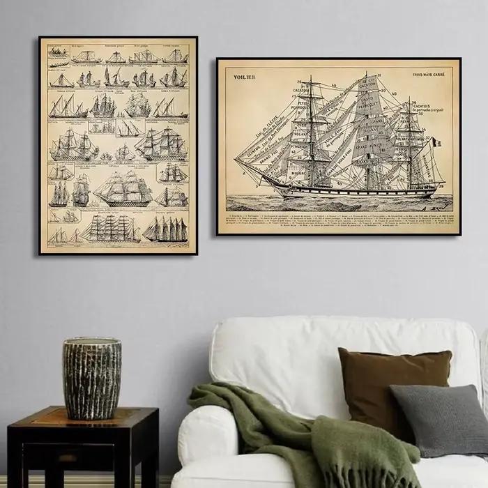 Affiche de bateau nautique ancien