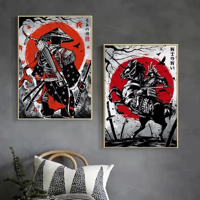 Peinture à l'encre japonaise Duel samouraï