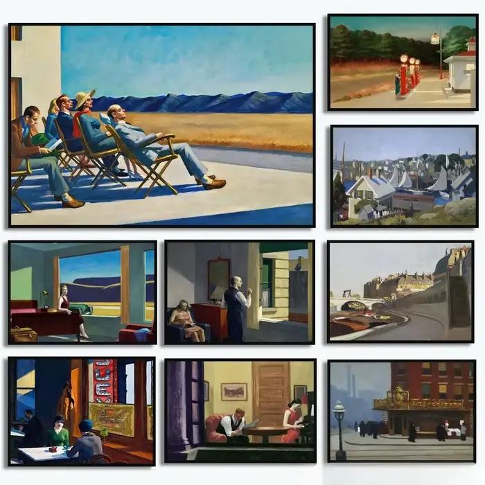Affiche Edward Hopper, images modulaires de personnes au soleil