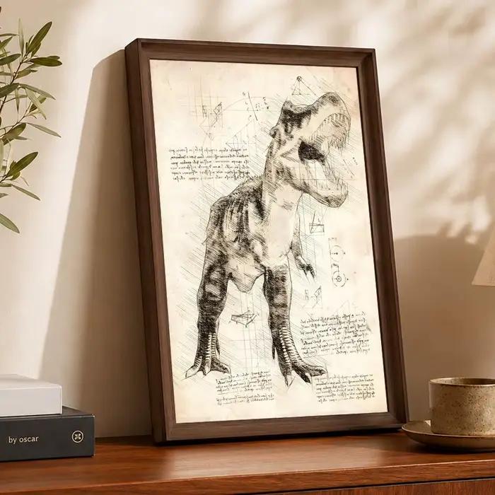 Affiche autocollante de la série dinosaures R-Retro