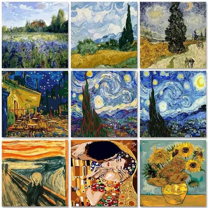 Gatyztoire Van Gogh peinture à l'huile par numéros paysage 60x75 cm