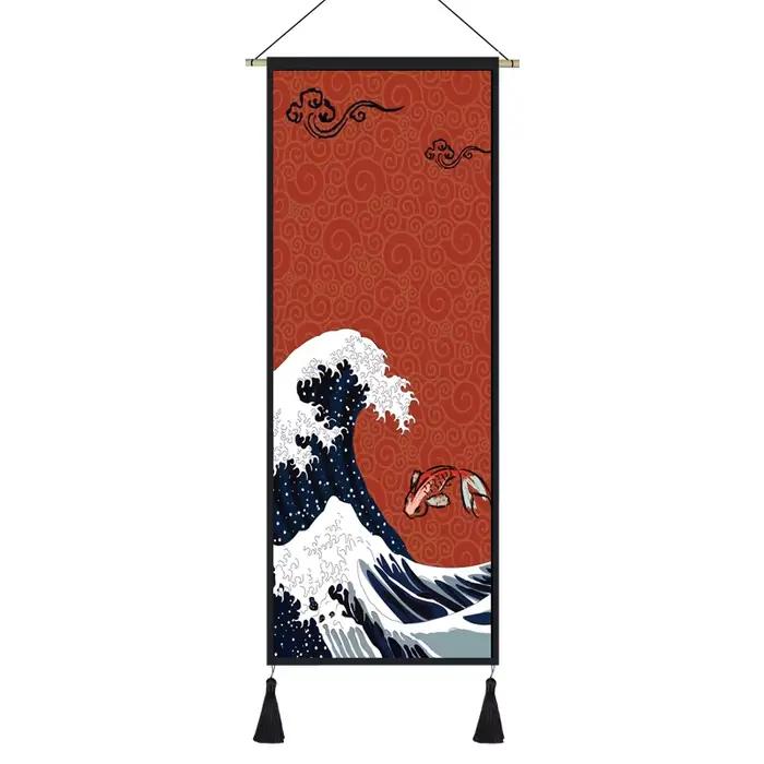 Peinture sur toile japonaise Ukiyo Great Wave Scroll Art