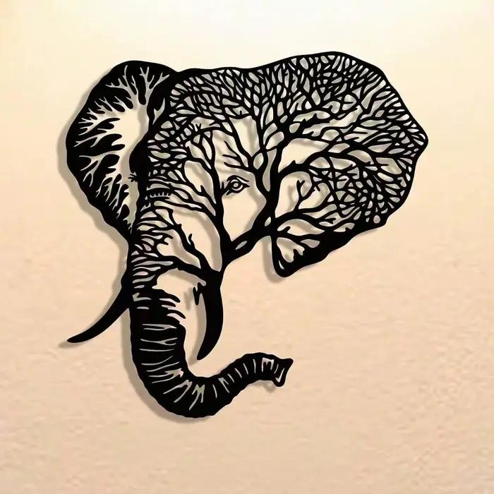 Décoration murale en métal en forme d'éléphant
