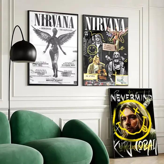 Affiche sur toile avec peinture et calligraphie du groupe N-Nirvana