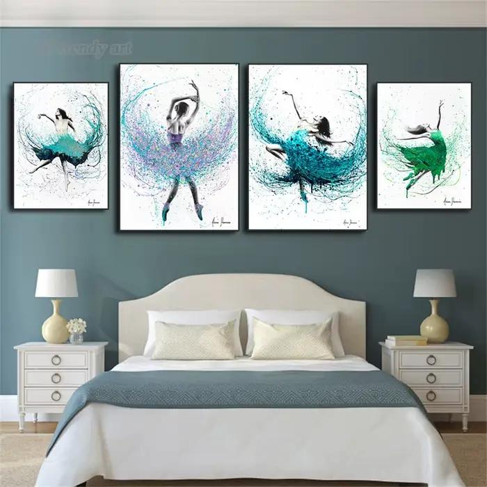 Affiches et impressions abstraites de peinture sur toile de ballet de fleuron de séparés euse de fille