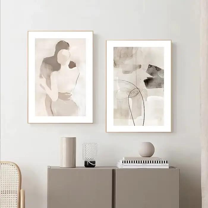 Toile d'images murales de paysage d'herbe de fleur Beige