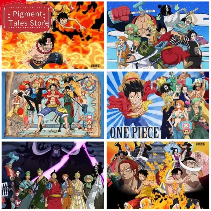 Peinture à l'huile par numéros sans cadre, 1 pièce, thème Anime One Piece, décoration murale esthétique pour la maison, le salon, la chambre, le bar