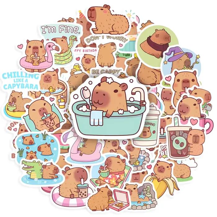 Autocollant Capybara de dessin animé mignon