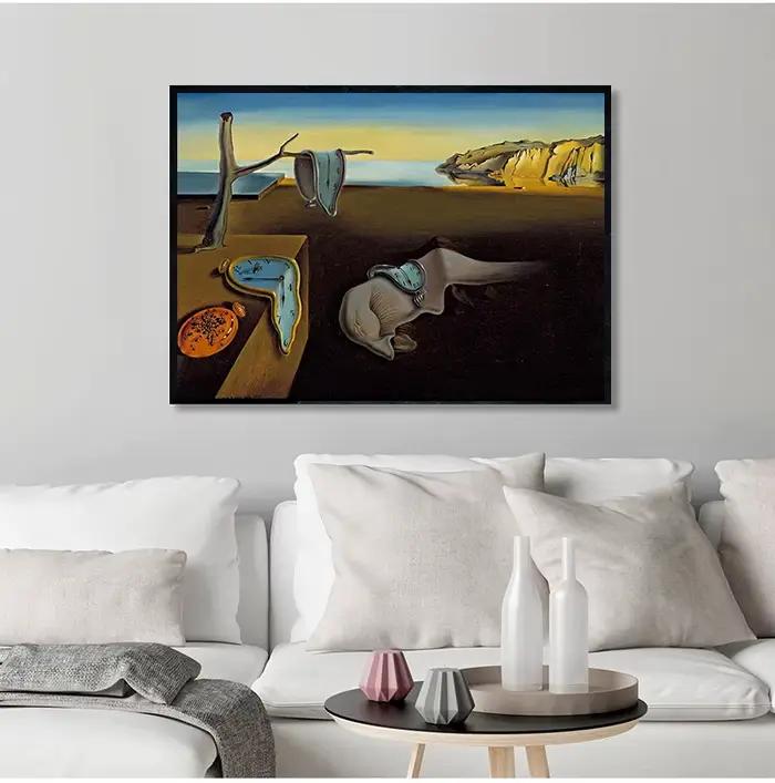 Affiche de peinture sur toile surréaliste de Salvador Dali, la persistance des horloges de mémoire, art mural, décoration de salon et de maison