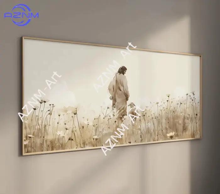1PC esus et Lost Lamb Flower Field Poster