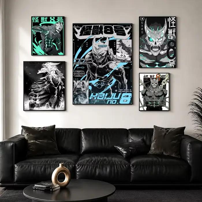 Affiche murale en toile avec peinture et calligraphie Anime K-kaiju No 8, impression de décoration d'intérieur de qualité supérieure pour salon et chambre à coucher