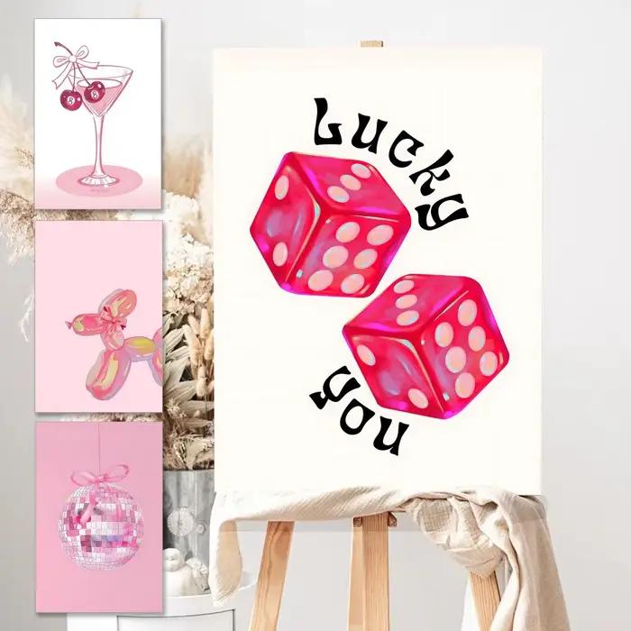 Affiche boule Disco rose