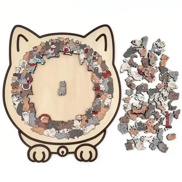 Puzzle en bois en forme de chat