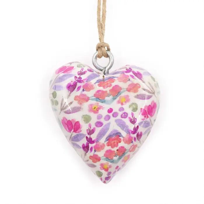 Lrg Decor Wood Heart - Pretty Floral