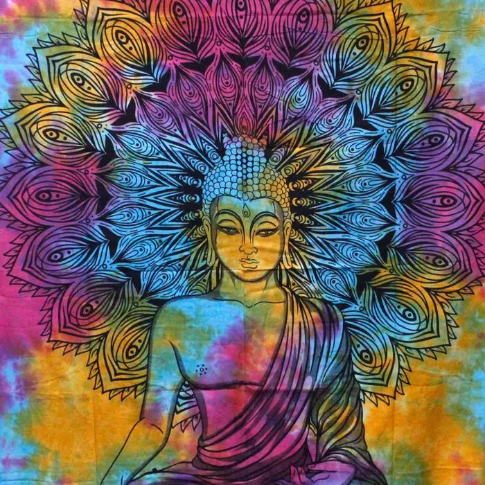 Double Cotton Bedspread + Wall Hanging - Peaceful Buddha 230cm x 200cm