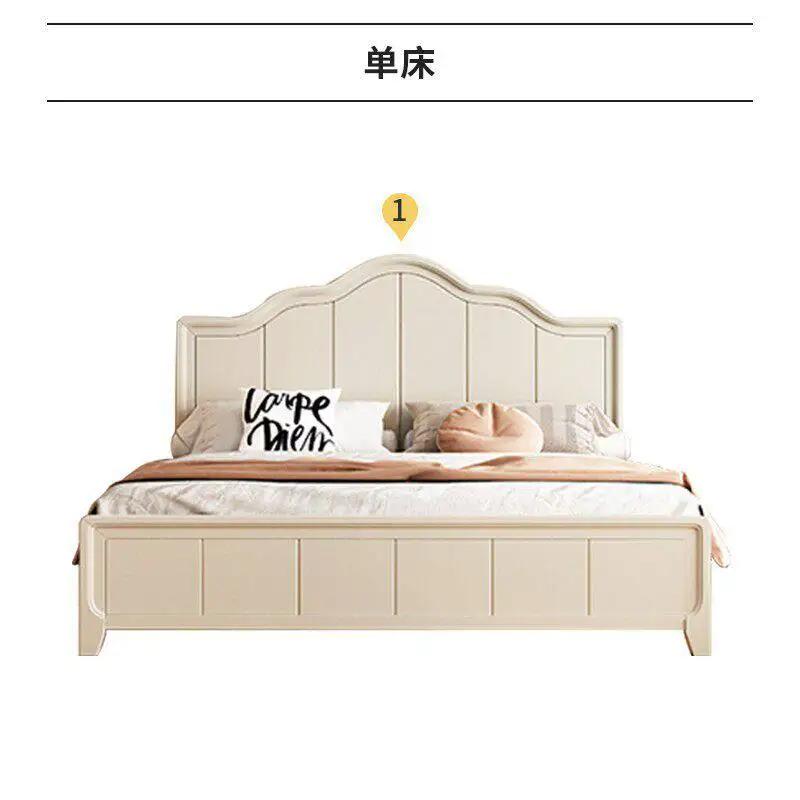 Lit blanc élégant, cadre minimaliste au design unique, lit de luxe crème, style lounge français, ave
