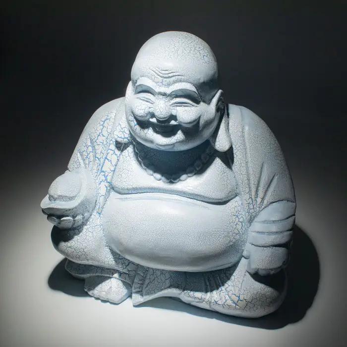 Laughing Buddha Lamp Sky Blue - Round Stand