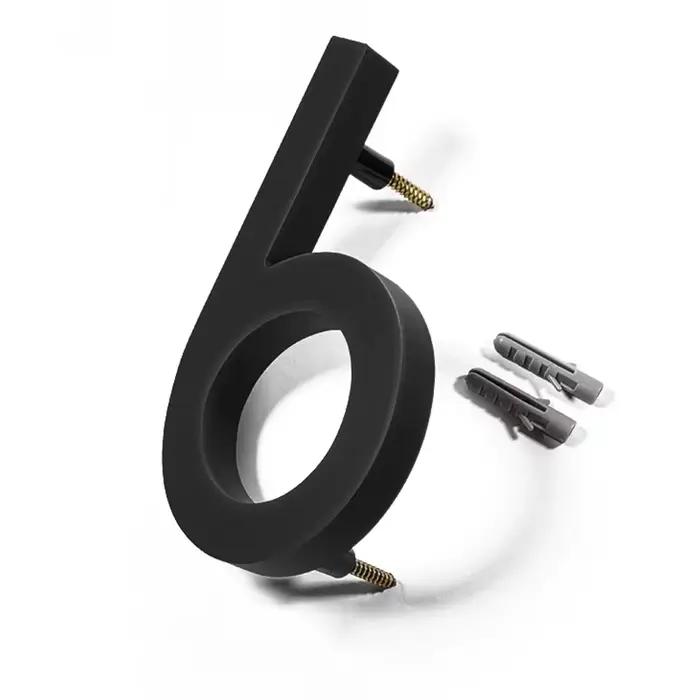 Numéro de maison flottant 3D, 1 pièce, lettres modernes, alphabet de porte, maison, extérieur, noir,