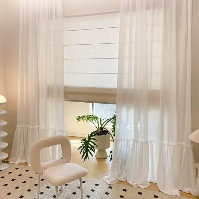 Rideaux transparents blancs de conception spéciale de jupe française pour les chambres de princesse,