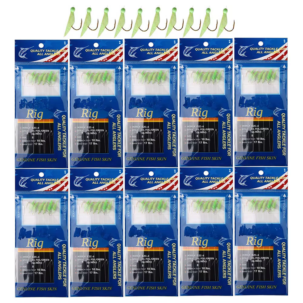 5/10/20Pack plate-forme d'appâts de pêche en mer peau de poisson véritable perles lumineuses maquere