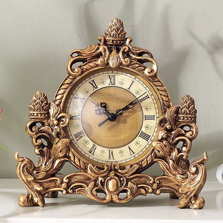 Horloge analogique de bureau et de Table rétro de Style européen, fonctionne à piles avec mécanisme 