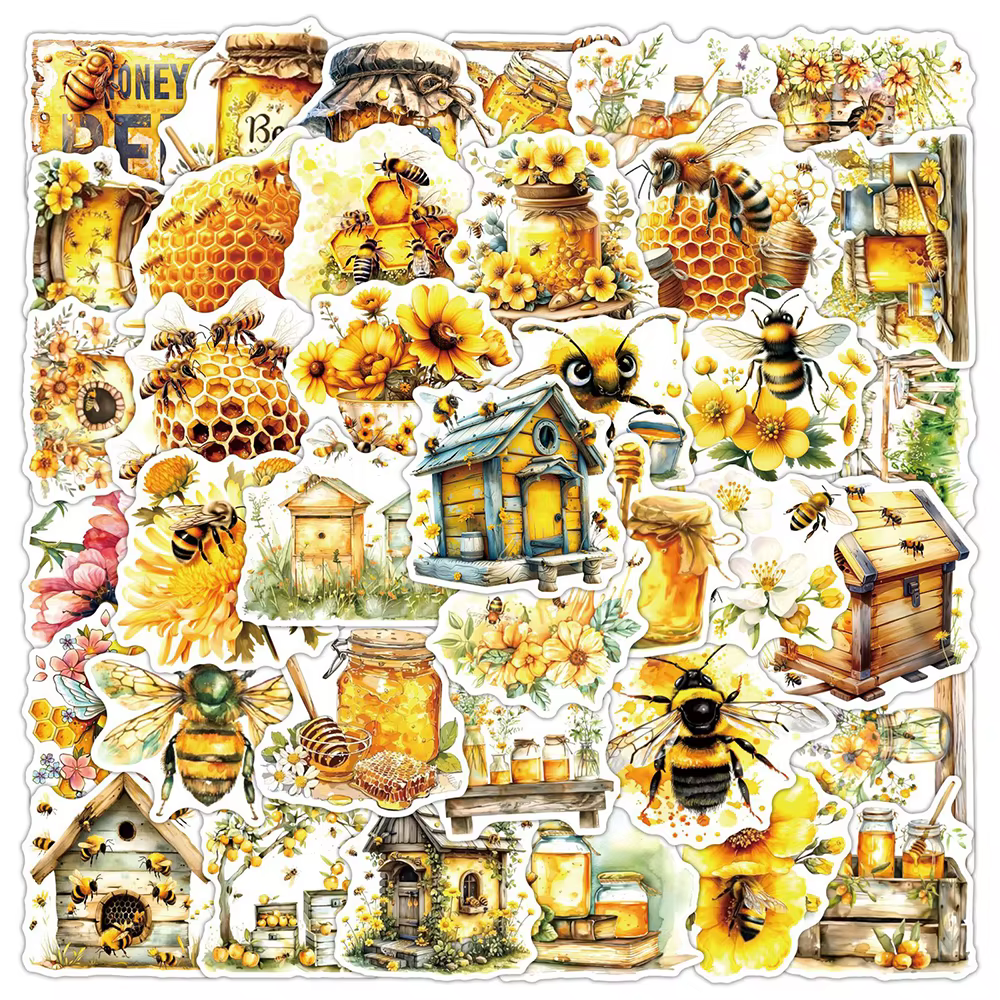 10/30/50 PIÈCES Mignon Abeille Dessin Animé Autocollants Miel Honey Pot Autocollants Étanche BRICOLA