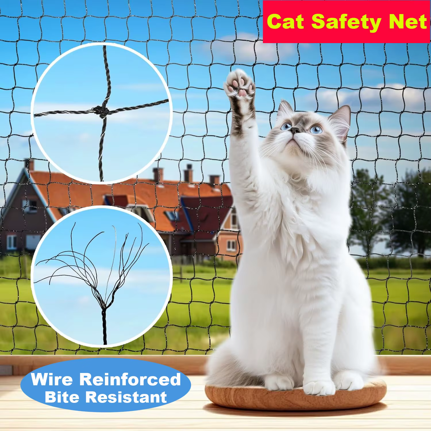 Filet de sécurité pour chat, filet Anti-chute pour chat, filet de jardin Anti-oiseau avec renfort de