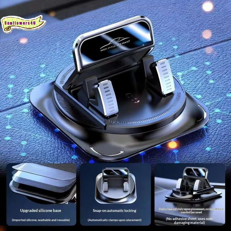 Support de téléphone pour tableau de bord de voiture, rotation à 360 degrés, fixation adhésive robus