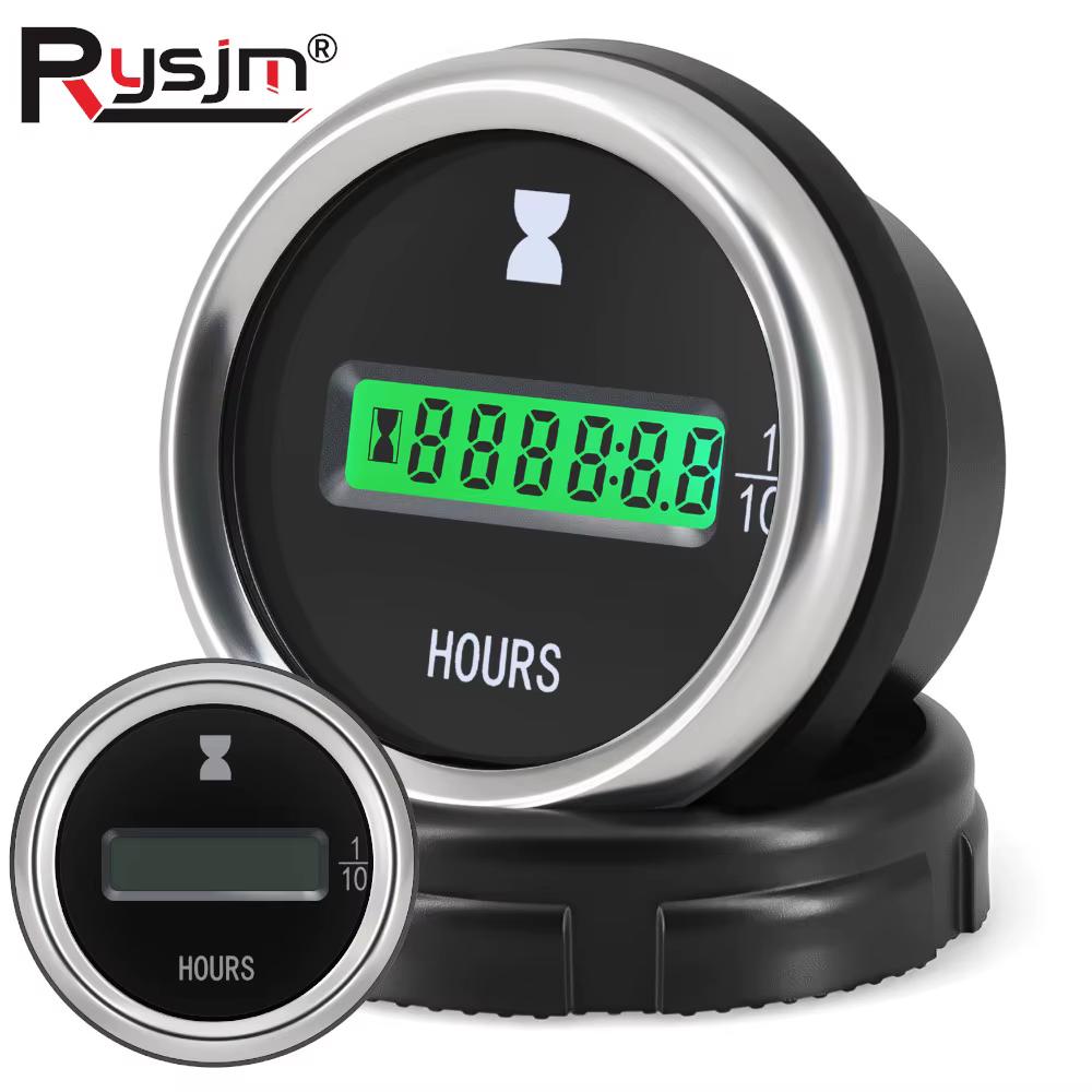 Compteur d'heures numérique 52 mm 12V/24V, compteur d'heures LCD étanche, jauge de temps, horloge, j