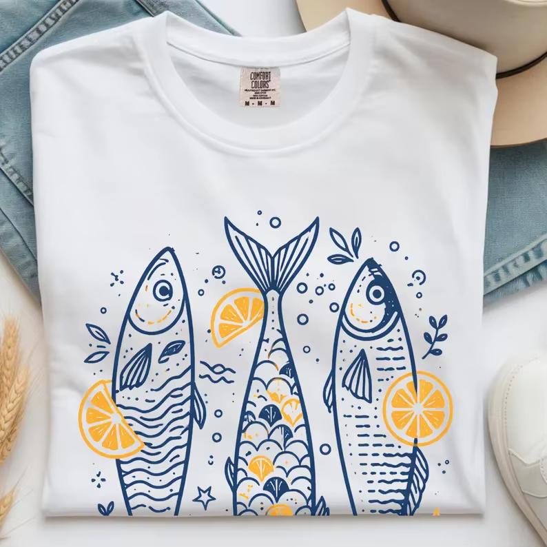 T-shirt Saison des Sardines, T-shirt Poisson, T-shirt Nautique Plage, T-shirt d'été, T-shirt Cuisine